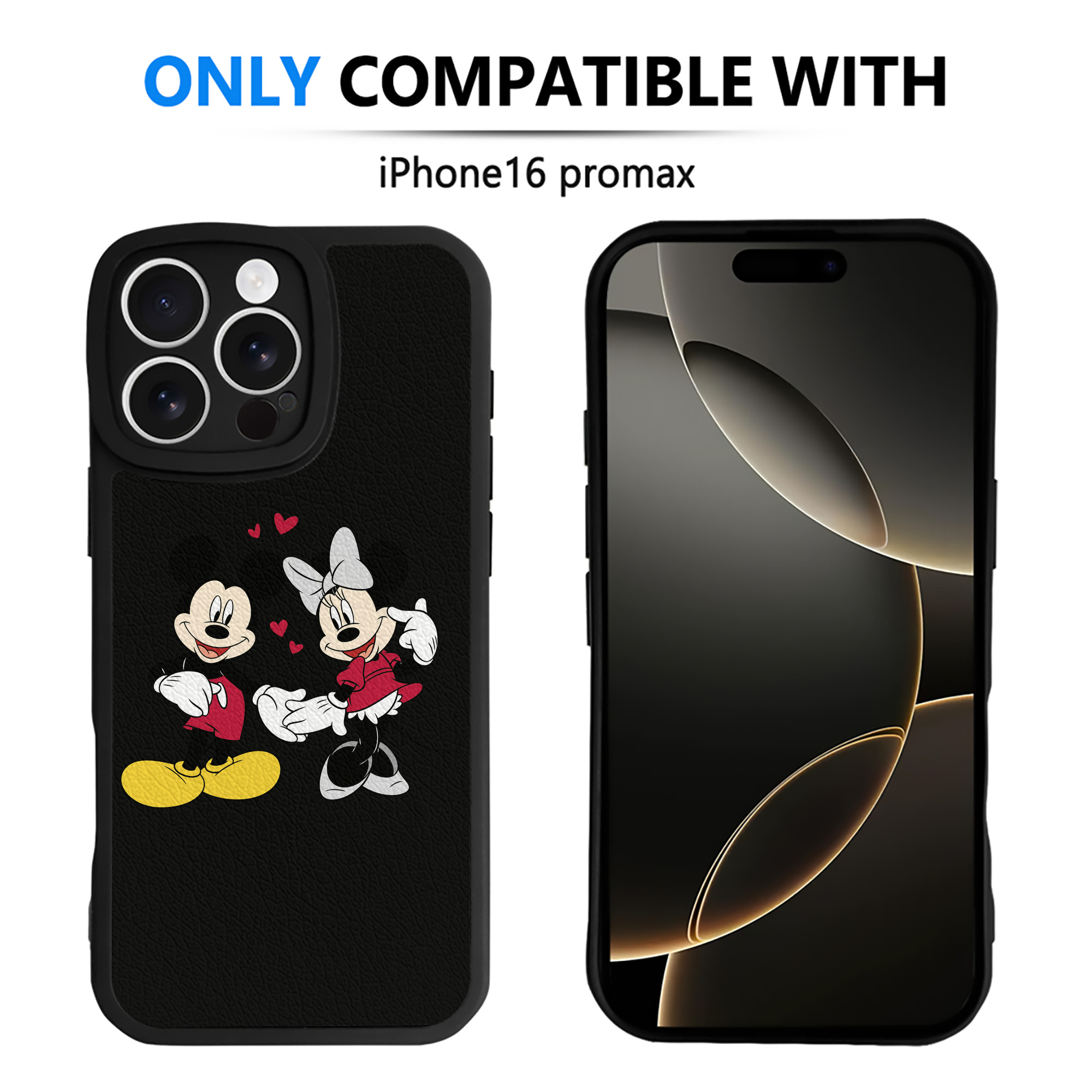 （画像用） ミッキーマウス Mickey Mouse 【iPhone 16シリーズ対応】シリコンスマホケース（レザー調） 材質：シリコン